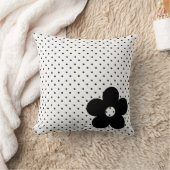 Polka Dot Party Flower in Black and White Kussen (Deken)