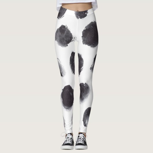 Polka dot patroon: zwart, grijs. leggings (Voorkant)