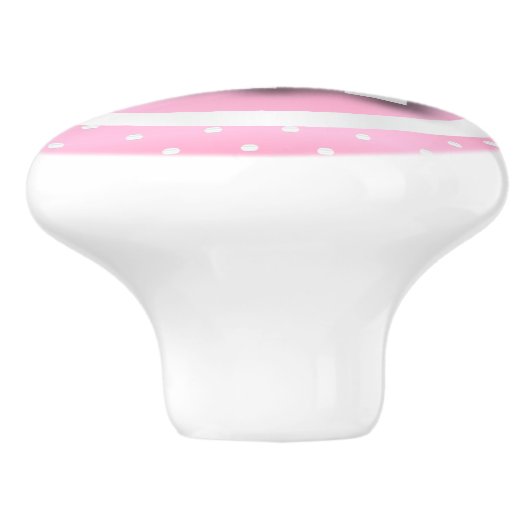 Polka Dot Pattern | Baby Roze, wit en olifant Keramische Knop (Zijkant)