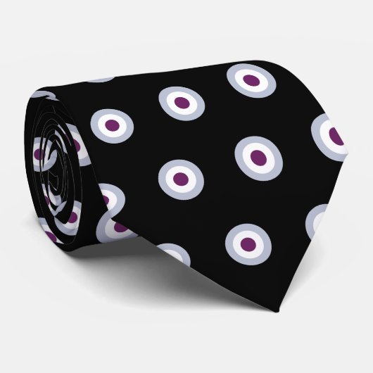 Polka Dot Pattern - Blue Violet Grey White Black Stropdas (Opgerold)