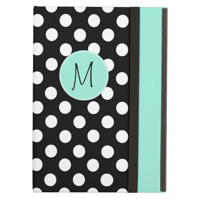 Polka Dot Pattern en Monogram iPad Air Case (Voorkant Gesloten)