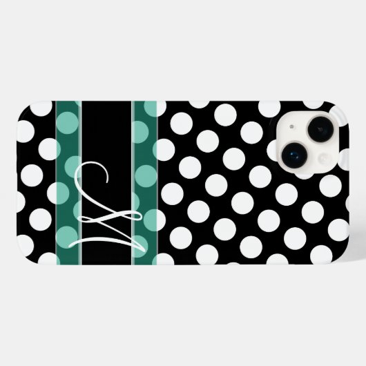 Polka Dot Pattern met Monogram Case-Mate iPhone Case (Achterkant (horizontaal))