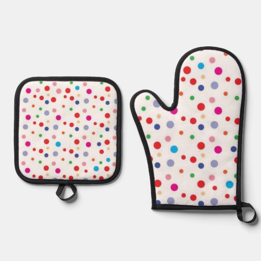 Polka dot pattern ovenwant & pannenlap set (Voorkant)
