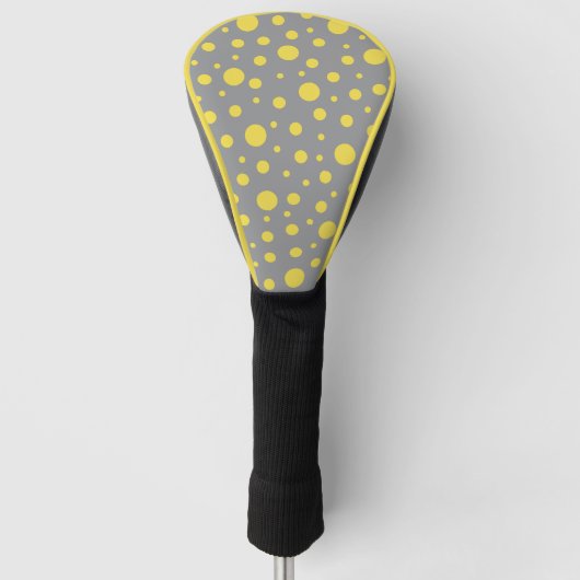 Polka Dot Pattern Yellow Grey Golfheadcover (Voorkant)