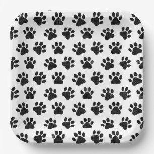 Polka Dot Paw Prints Papieren Bordje