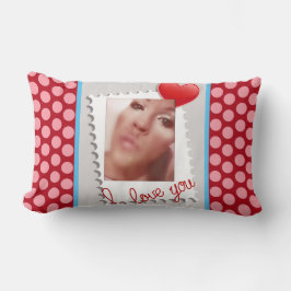 Polka Dot Persoonlijke Valentijnsdag Foto Kussen
