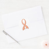 Polka dot perzikkleurig lint endometriumkanker ronde sticker (Envelop)