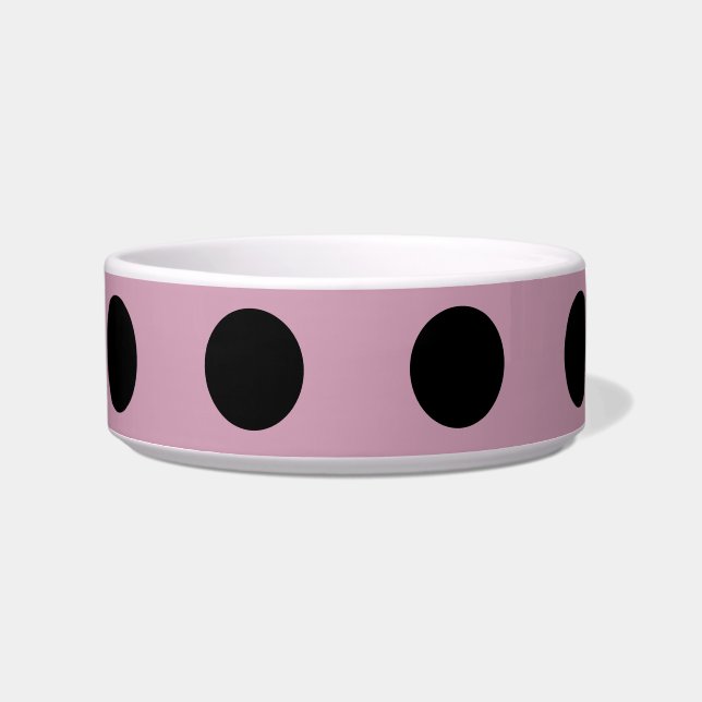Polka Dot Pet Bowl (roze & zwart) Voerbakje (Voorkant)