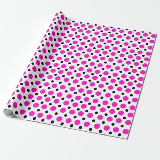 Polka Dot Pink Cadeaupapier (Uitgerold)
