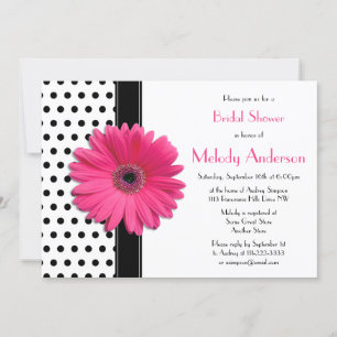 Polka Dot Pink Daisy Bridal Shower Kaart