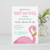 Polka Dot Pink Flamingo Baby shower Kaart (Staand voorkant)