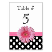 Polka Dot & Pink Gerber Daisy Wedding Table Number Kaart (Achterkant)