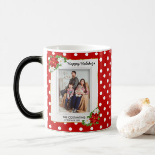 Polka Dot Poinsettia Foto Kerst Koffie Mok