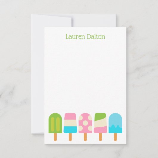 Polka Dot Popsicles Flat Note-kaarten Bedankkaart (Voorkant)