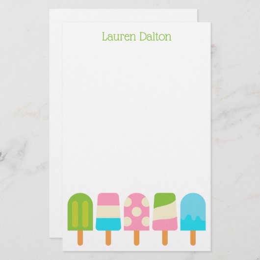 Polka Dot Popsicles Gepersonaliseerd briefpapier (Voorkant / Achterkant)