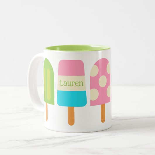Polka Dot Popsics Personalized Mug Tweekleurige Koffiemok (Voorkant links)