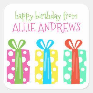 Polka Dot Présente Des Stickers Cadeaux Anniversa