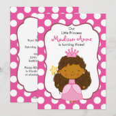 Polka Dot Princess Invitation African American Kaart (Voorkant / Achterkant)