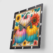 Polka Dot Pumpkin Herfst Vierkante Klok (Hoek)