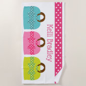 Polka Dot Purs Serviettes de plage personnalisées (Devant)