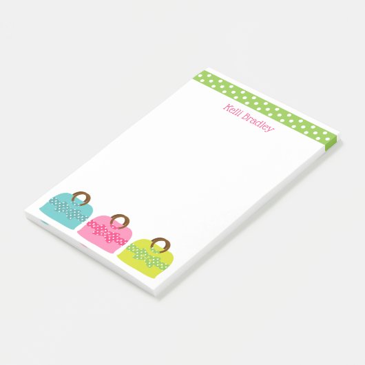 Polka Dot Purses Personalized Post-it Notitieblok Post-it® Notes (Schuin)