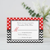 Polka Dot Red & Chevron Cartes de réponse (Debout devant)