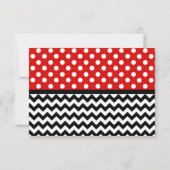 Polka Dot Red & Chevron Cartes de réponse (Dos)