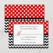 Polka Dot Red & Chevron Cartes de réponse (Devant / Derrière)