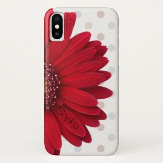 Polka Dot Red Daisy Custom Name Case-Mate iPhone Case (Achterkant)