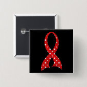 Polka Dot Red Ribbon HIV Vierkante Button 5,1 Cm (Voorkant /achterkant)