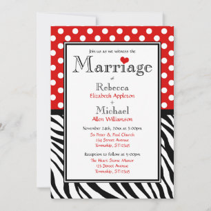 Polka Dot Red & Zebra Imprimer les invitations de 