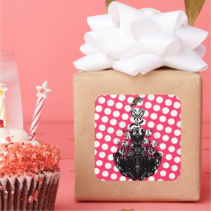 Polka Dot  Retro Mode Diva Vierkante Sticker