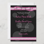 Polka Dot Ribbon Pink Black Weddenschap Kaart (Voorkant)