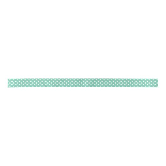Polka Dot Ribbon White over Blauwgroen Groen Lint (Voorkant)