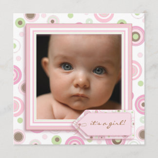Polka Dot Rose Sweet Baby Girl Faire-part de naiss