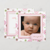 Polka Dot Rose Sweet Baby Girl Faire-part de naiss (Devant / Derrière)