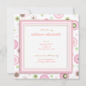 Polka Dot Rose Sweet Baby Girl Faire-part de naiss (Dos)