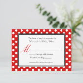 Polka Dot Rouge et Blanc RSVP Cartes de réponse (Debout devant)