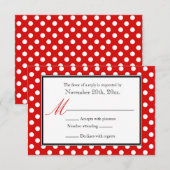 Polka Dot Rouge et Blanc RSVP Cartes de réponse (Devant / Derrière)