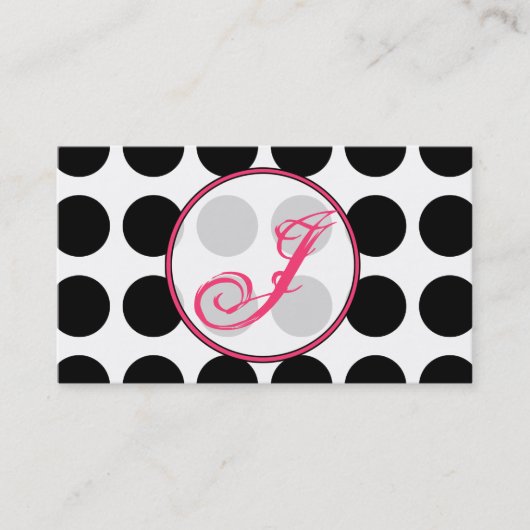 Polka Dot / Roze Monogram Mode Visitekaartje (Voorkant)