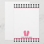 Polka Dot & Roze Teenslippers Stationery Briefpapier (Voorkant / Achterkant)
