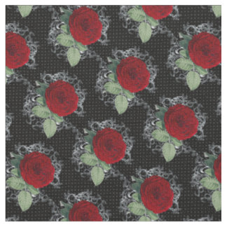 Polka Dot Rozen Gothic Damask Fabric Stof