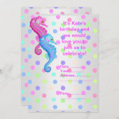 POLKA DOT SEAHORSE PARTI INVITATION argent (Devant / Derrière)