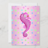 POLKA DOT SEAHORSE PARTIJ INVITATIE roze Kaart (Achterkant)