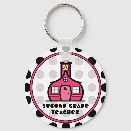 Polka Dot Second Grade Teacher Sleutelhanger (Voorkant)