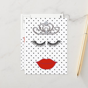 Polka Dot Shower: Waar is mijn lipstick Tiara Part Briefkaart