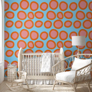 Polka Dot Sinaasappel Roze Cirkel Geometrische Zwa Behang