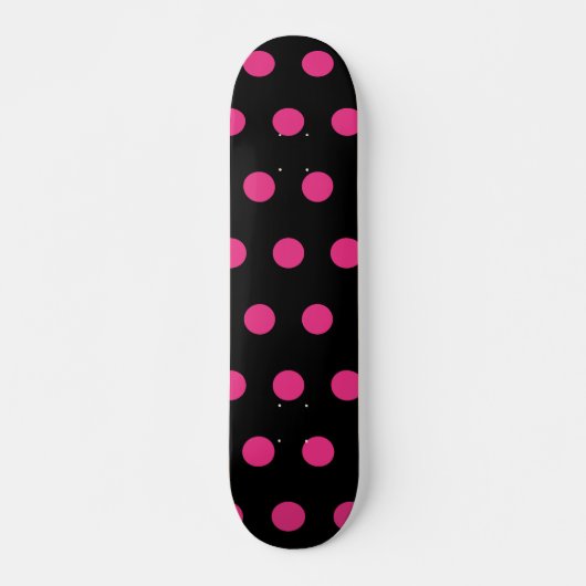 Polka Dot Skateboard (Zwart & Neon Roze) (Voorkant)