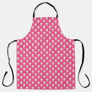 Polka Dot Skulls op Roze All-Over Print Schort