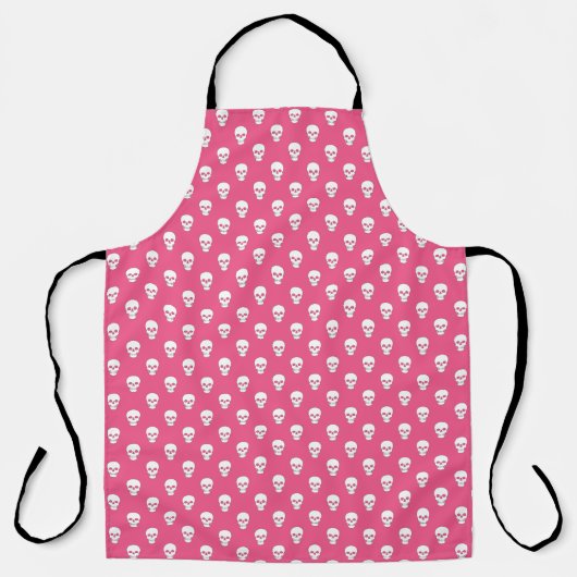 Polka Dot Skulls op Roze All-Over Print Schort (Voorkant)